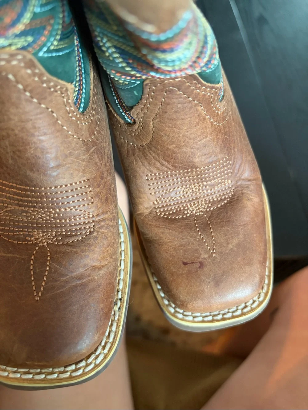 Durango Boys Brown & Teal Western Cowboy Boots